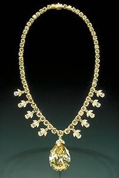 Victoria Transvaal diamond mounted in a yellow gold necklace designed by Baumgold Brothers, Inc.